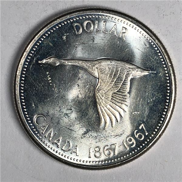 1967 Queen Elizabeth II Canadian Silver Dollar UNC