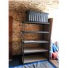 Image 4 : Two Metal Shelving Units, 2 Wood Rolling Platforms & 2 Large Totes