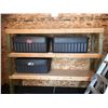 Image 1 : Wood Shelving Unit & 3 Grey Totes