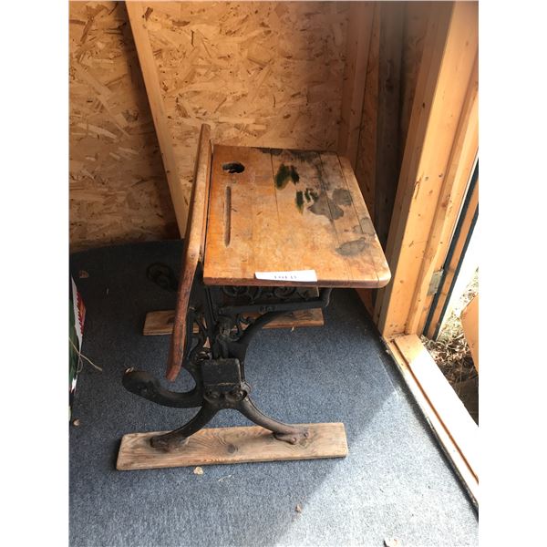Vintage Wrought Iron & Wood School Desk