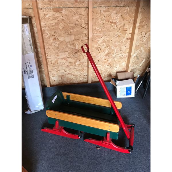 Green, Yellow & Red Wood & Metal Sleigh