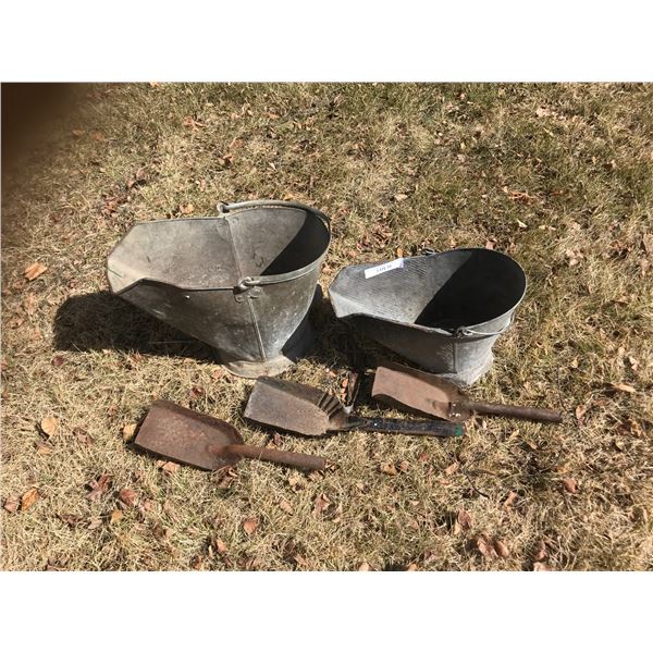 Two Coal Buckets & Scoops