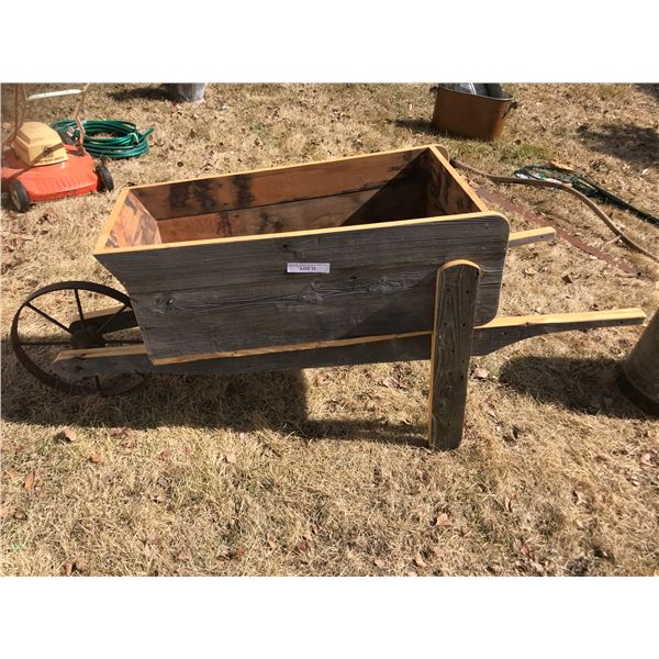 Wood Wheelbarrow w Metal Wheel
