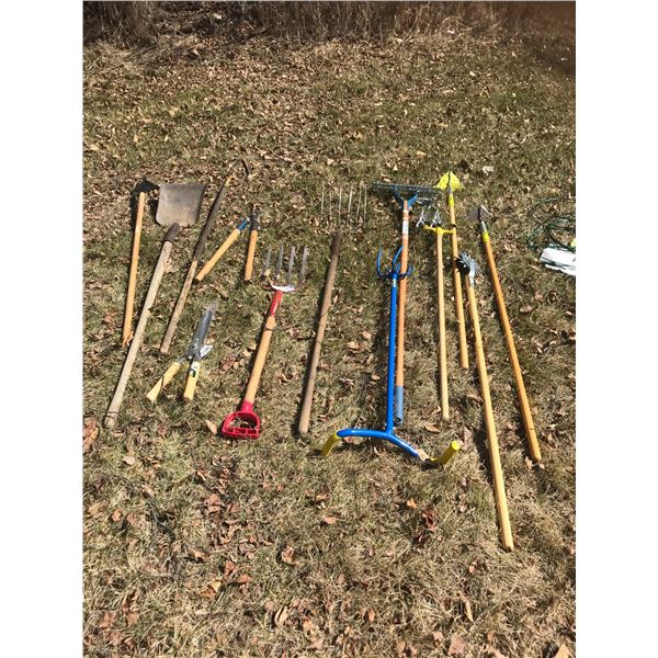 Winged Weeders, Shovel, Hedge Trimmers,  Handheld Hoe, Sweeper Blade, Pitchforks, Pruning Sheers, Ha