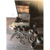 Image 1 : Horse Shoes, Sythe, Metal Working Tongs, Hammer, Asst Nails, Wood Boxes etc