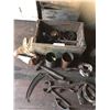 Image 5 : Horse Shoes, Sythe, Metal Working Tongs, Hammer, Asst Nails, Wood Boxes etc