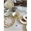 Image 3 : Fruit Plates, Glass Bowl, Pottery Basket, Asst Dishes, Gravy Boat, Platter, Pottery Serving Dish