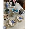 Image 3 : Blue & White Decorative Plates, Water Pitcher, Vintage Bud Vases, Pottery Dishes w Lids by Marilyn S