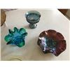 Image 3 : Art Nouveau Dish, Carnival Glass Platter, Kings Crown Pedestal & Murano Glass Dish