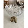 Image 3 : Crystal Bombonniere w Lid, & Crystal & Brass Candy Dish