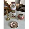Image 4 : Kundo Glass Dome Clock, Vintage Daisy & Floral Lanterns, Brass Candlestick, Crown Derby Plate, Ceram