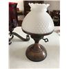 Image 2 : Milk Glass Oil Lamps, Milk Glass Base for Lamp, Red Oil Lamp, Vintage Rose Lamp & Red Glass & Metal 