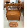 Image 1 : Wood Bench w Storage & Wood Stool