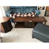 Image 1 : Grey Leather Storage Ottoman, Mid Century Modern Coffee & End Table