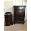 Image 1 : Lovely 7 Drawer Dresser & Side Table, Beautifully Carved Wood