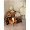 Image 1 : Oil Lamp, Violin Shaped Stool, Mozart Bust, Miniature Bench, Two Lamps (1 w Marble Base), Lamp Shade