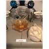 Image 2 : Carnival Glass Bowl, Lg Variety of Candle Holders, Hanging Planter, Praying Hands, Stoneware Pottery