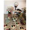 Image 4 : Christmas Themed Items incl wood Angel, Snowman, Santa Clauses, Christmas Stocking, Hearts, Caroller