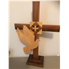 Image 4 : Wood Dove on Cross, Wood Tree Wall Décor, Hand Painted Floral Swan