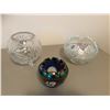 Image 4 : Wrought Iron Tealight Holder, Crystal Bowl, Red Dish, Fenton Bowls & asst Tealight Holders