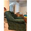 Image 2 : Green Leather Ottoman & Lovely Teal Leaf Upholstered Chair