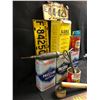 Image 4 : Alberta License Plates, A.A.M.D. Weed Killer Can, Prestone Anti-Freeze Cans, Kem Glo Can, Squirrel P