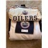 Image 1 : Womens Small NHL Oilers Jersey & Oilers Blanket & Car Flags