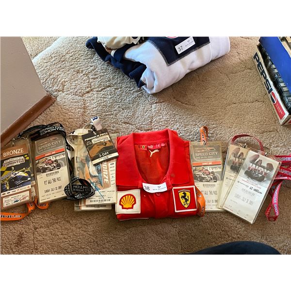 Ferrari Sponsored Puma Shirt & Large Assortment Of Edmonton Grand Prix Tickets