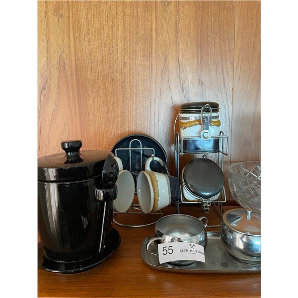 Matching Set Of Mugs And Coffee Stand