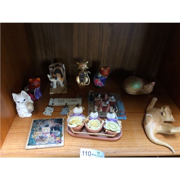 Cat Themed Shelf Decor