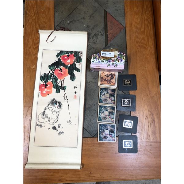 Cat Theme Decor And Coasters