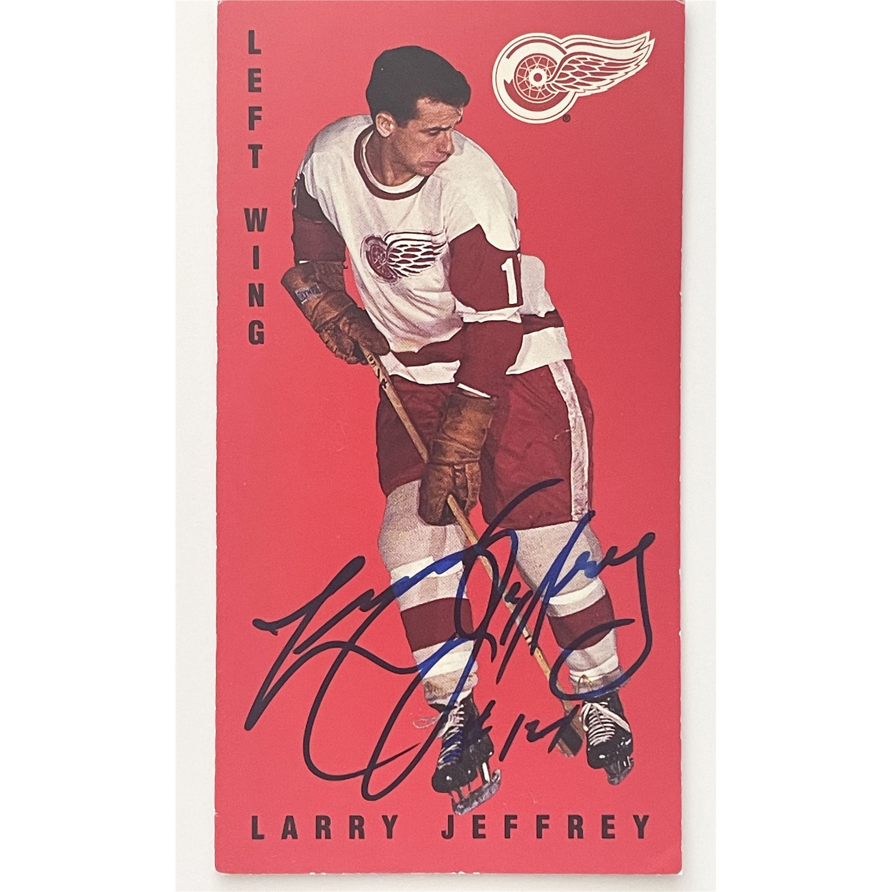 Hockey player Larry Jeffrey autograph card