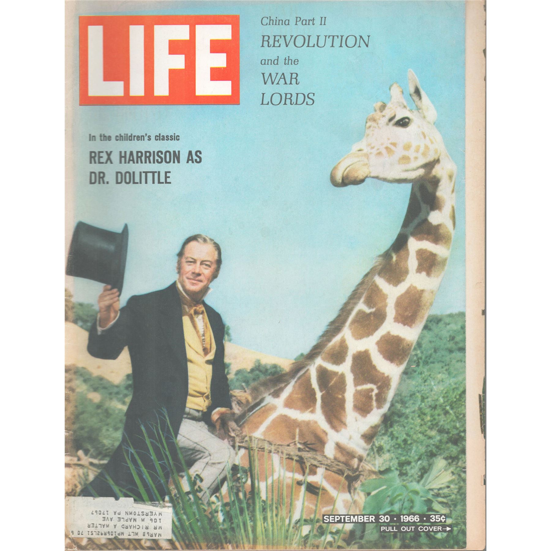 Rex Harrison Dr. Doolittle Life Magazine. September 30, 1966