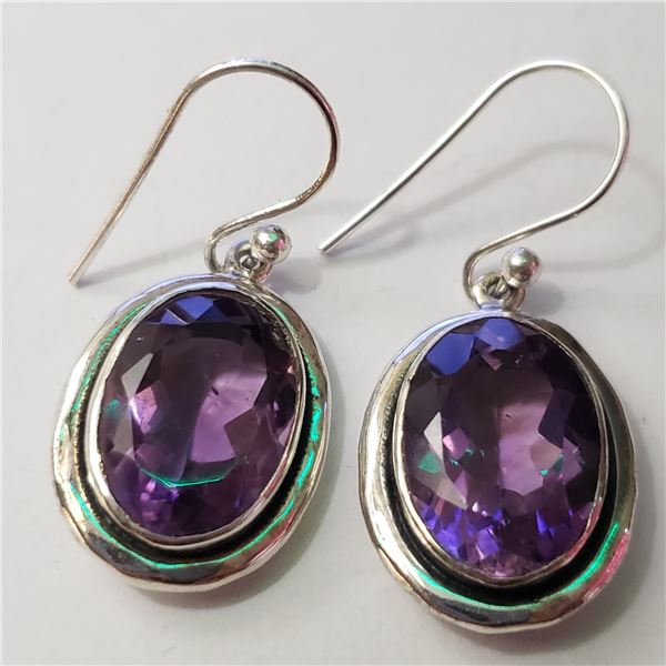SILVER AMETHYST EARRINGS(~WEIGHT 8G)