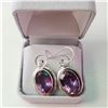 Image 4 : SILVER AMETHYST EARRINGS(~WEIGHT 8G)