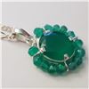 Image 2 : SILVER GREEN ONYX NECKLACE(~LENGTH 17INCHES)