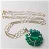 Image 3 : SILVER GREEN ONYX NECKLACE(~LENGTH 17INCHES)