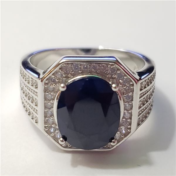 SILVER RHODIUM PLATED SAPPHIRE(4.75CT) RING