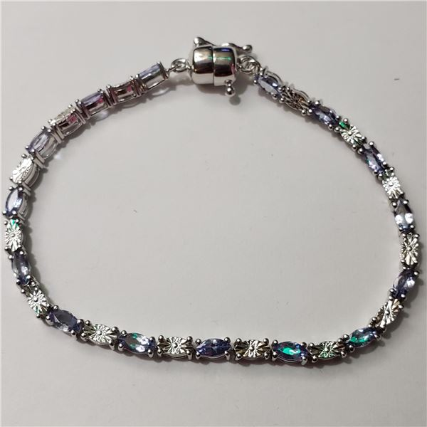 SILVER TANZANITE(3CT) BRACELET(~LENGTH 8INCHES)
