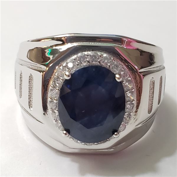 SILVER RHODIUM PLATED SAPPHIRE(4.75CT) RING