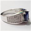 Image 2 : SILVER RHODIUM PLATED SAPPHIRE(3CT) RING (~SIZE 8)
