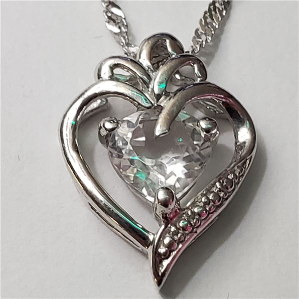 SILVER WHITE TOPAZ NECKLACE(~LENGTH 16INCHES)