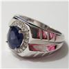 Image 3 : SILVER RHODIUM PLATED SAPPHIRE(3CT) RING
