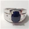 Image 1 : SILVER RHODIUM PLATED SAPPHIRE(3CT) RING (SIZE 10)