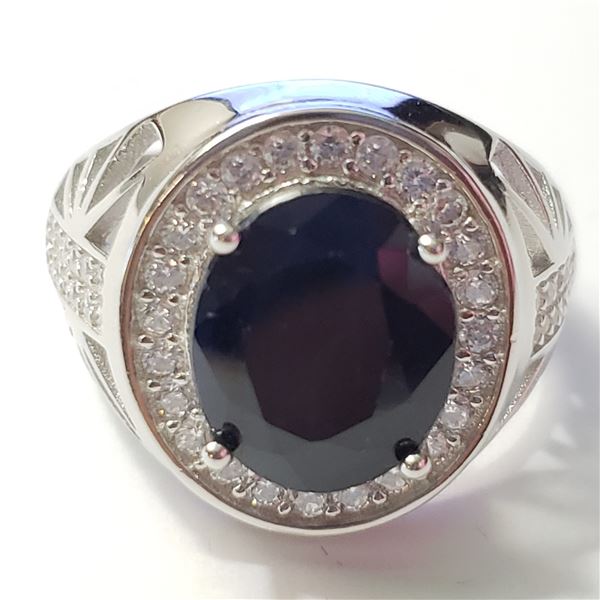 SILVER RHODIUM PLATED SAPPHIRE(4.75CT) RING