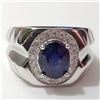 Image 1 : SILVER RHODIUM PLATED SAPPHIRE(3CT) RING (~SIZE 9)
