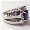 Image 2 : SILVER RHODIUM PLATED SAPPHIRE(3CT) RING (~SIZE 9)