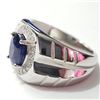 Image 3 : SILVER RHODIUM PLATED SAPPHIRE(3CT) RING (~SIZE 9)