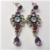 Image 1 : SILVER MULTI COLOR GEMSTONE EARRINGS