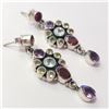 Image 2 : SILVER MULTI COLOR GEMSTONE EARRINGS